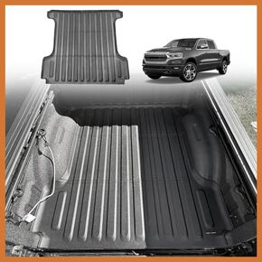 Truck Bed Mat Compatible with 2007-2018 Chevy Silverado/GMC Sierra 1500 Accessories 5.8FT Vehicle Bed Mat Perfectly Flush All Weather Protection TPE HeavyDuty Pickup Car Cargo Mat