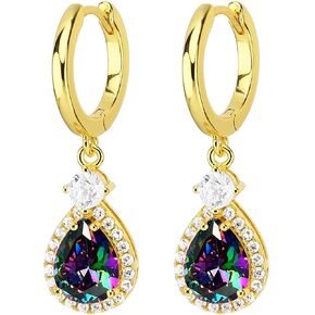 925 Sterling Silver Teardrop Earrings 18k Gold Plated Hoop Dangle Earrings 5A Cubic Zirconia Eardrop For Women And Girls Birthday Gift Jewelry Gifts Wedding Earrings in Saudi Arabia