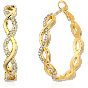 TOPBRIGHT Gold Hoop Earrings for Women, 14K Gold Plated Hoops with 925 Sterling Silver Post Hypoallergenic Lightweight Hoop Earrings for Women Girls