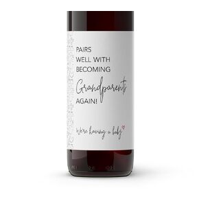 Pairs Well With Becoming Grandparents again Wine Labels ● SET of 4 ● Second Baby Announcement to Best Parents Label, Surprise Pregnancy Reveal Gift, Pregnant again sticker Alternative to Card A204-4PA