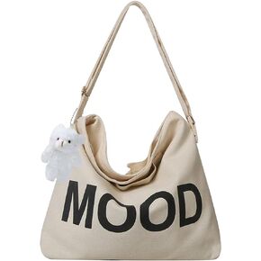 PRLINJSK Canvas Messenger Bag for Teens Girls Women Men, Cute Aesthetic Vintage Crossbody Shoulder Bag