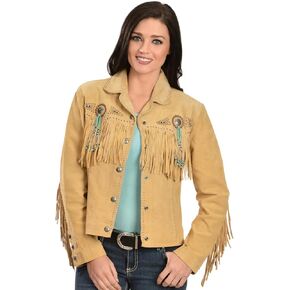 Scully Women's Fringe and Beaded Boar Suede Leather Jacket - L152-86