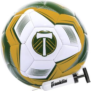 كرة القدم Franklin Sports MLS Portland Timbers - كرة القدم بالحجم الرسمي 5 - غطاء ناعم مقاوم للتآكل - الحجم والوزن الرسمي لكرة القدم - تتضمن مضخة هواء