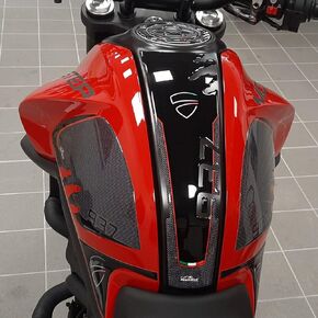 Resin Bike Motorcycle 3D Stickers Compatible with Ducati Monster 937 2021. Fuel Tank Protection from Bumps and Scratches. Resin Stickers - Black - Made in Italy
