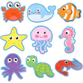 45 Pieces Sea Animals Cut-Outs Classroom Decoration, Colorful Ocean Creatures Paper Cutouts Under the Sea Decor with Glue Point Dots for Bulletin Board School Fishing Ocean Theme Birthday Party Supply