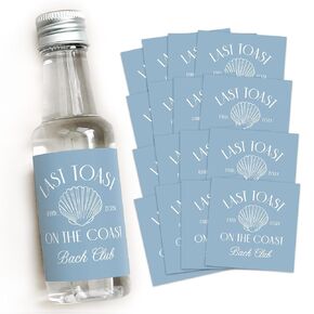 Last Toast on the Coast - 50 mL Bachelorette Liquor Labels - Coastal Bachelorette Party Favors - Beach Bach Gift Bag Idea - Coastal Granny Bachelorette Stickers (Personalized - Blue)