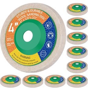 Tomorotec 10-Pack 4" Wool Felt Polishing Wheel Discs - Durable, Eco-Friendly Pads for High-Gloss Surface Finishing, Suitable for Metal, Glass, Ceramic, Marble, Car and Wooden Floor Polishing