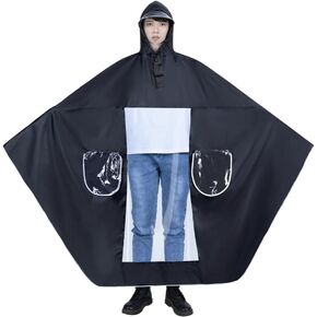 Unisex Outdoor Motorcycle Rain Poncho Jacket Detachable Hat Brim Waterproof Ebike/Scooter Hoodie Raincoat Cape