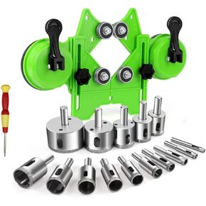 طقم منشار ثقب الماس، طقم منشار ثقب البلاط 17 قطعة مع دليل حفر من 4-83 مم، منشار ثقب كوب شفط مزدوج للسيراميك والزجاج والبلاط والبورسلين والرخام والجرانيت in Kuwait