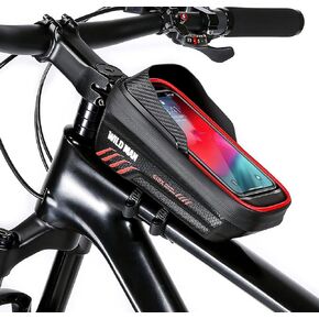 حقيبة هاتف WILD MAN للدراجة مزودة بإطار EVA للدراجة الأمامية وحقيبة مقاومة للماء ومقود الدراجة وحاجب من الشمس لهواتف حقيبة الدراجة أقل من 6.8 بوصة (أحمر) in Kuwait