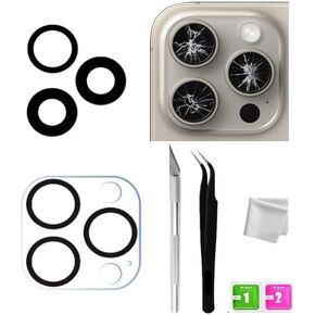 Back Camera Glass Lens Replacement for iPhone-15 pro max with Pre-Installed Adhesive and Repair Tool Kit
