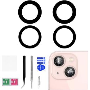 Risidamoy 2 Sets for iPhone 13 OEM Back Camera Lens Glass Replacement for iPhone 13 Mini with Dual-Sided Adhesive Rear Camera Lens 13MINI with Repair Fix Tool Tweezer A2631 A2633 A2634 A2635 A2482