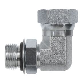 Brennan Industries 6901-10-08-NWO-FG Forged Steel 90 Degree Elbow Tube Fitting, 7/8"-14 SAE ORB x 1/2"-14 NPSM Thread, 5/8" Male Adjustable O-Ring Boss x 5/8" Female NPTF Swivel