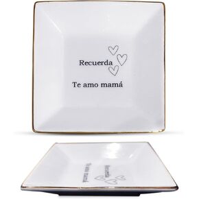 DOS HOJAS Regalos para Mama - Recureda Te Amo Mamá Jewelry Tray, Spanish Gifts for Mom Gifts en Español/Feliz Dia de las Madres/Mothers Day (Recureda Te Amo Mama)