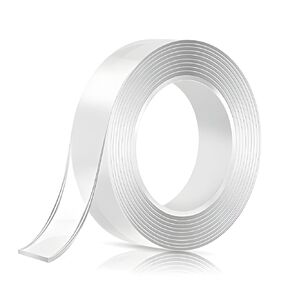 Double Sided Tape Heavy Duty Extra Large Clear Nano Adhesive Tape for Picture Hanging, Clear Mounting Strips, Removable Wall Decor Tape, Sticky Poster & Carpet Tape - 9.85FT