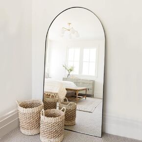 NeuType 55" x 16" Over The Door Mirror Full Length Mirror for Door Hanging Door Mirror Dressing Mirror Body Mirrors for Bathroom, Bedroom, Living Room Polystyrene Frame (Black)