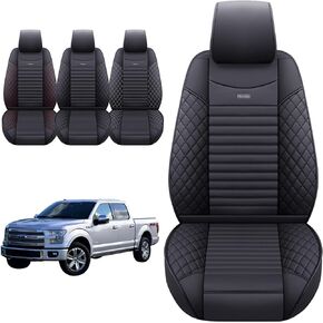 Aierxuan 2 Front Seat Covers for 2009-2024 Ford F150 Truck Seat Covers Waterproof Leather Seat Protectors Custom Fit for 2017-2024 F250 F350 F450(2 PCS Front, Black)