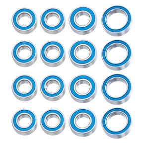 BRKRC 16Pcs Metal Wheel Hubs Axle Sealed Ball Bearing Kit for Tamiya TT-02 1/10 RC Car Truck Upgrade Parts Accessories