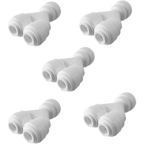 PureSec RO Fittings Y Type 3/8 inch Tubing OD Use Two Way Water Line Splitter Quick Connect Tube Fittings Push to Connect Plastic Connectors for Water Filtration System(Pack of 5)