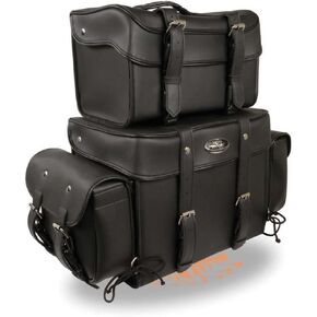 MOTORCYCLE MOTORBIKE BLACK SISSY T BAR 4 PIECE TRAVEL BAG BAR LUGGAGE BLACK NEW