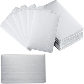 LOSYHU 100 PCS Blank Metal Business Card, 3.4" x 2.1" 0.21mm Stainless Steel Cards for Engraving, Stainless Steel Metal Business Cards for House Office Customer DIY Gift Plate Laser Cards, Black