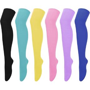 ONESING 6 أزواج من الجوارب النسائية ذات الفخذ العليا شريطية فوق الركبة، جوارب طويلة لتدفئة الساق للارتداء اليومي الكاجوال، كوسبلاي in Kuwait