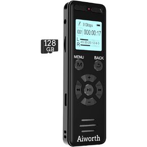 136GB Digital Voice Recorder for Lectures Mettings - aiworth 9860 Hours Sound Voice Activated Recorder Dictaphone Audio Recorder Recording Device with MP3 Player,Password,Variable Speed