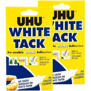UHU White tack Twin Pack - Sticky Reusable Adhesive