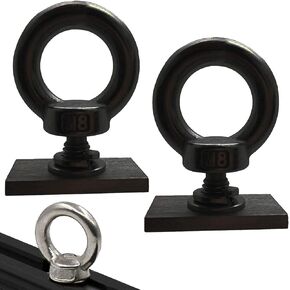 Pmsanzay 2 Pack M8 Heavy-Duty Full Stainless Steel Eye Bolt Eyelet, Kayak Track Mount Rail Tie Down Eyelet to Hold Your Bungee Cord or Ropes Anchoring, with Spring Washer Anchoring kit - No Track