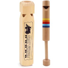 Tovip 2Pcs Wood Train Whistles Toy Cultivate Hands-on and Thinking Skills Creativity Locomotive Sound for Music Instrument Gifts Wood Musical Instrument Educational Toys