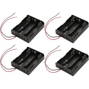 DC 11.1V 3 Slot 3 Series 18650 Battery Holder Box Case with 2 Leads and Spring (Pack of 4)