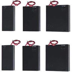Stemedu 6PCS AA Battery Holder Case with Leads Wires ON/Off Switch 1.5V Battery Spring Clip Storage Box (2 x 2 Slots AA, 2 x 3 Slots AA, 2 x 4 Slots AA Battery's Holder)