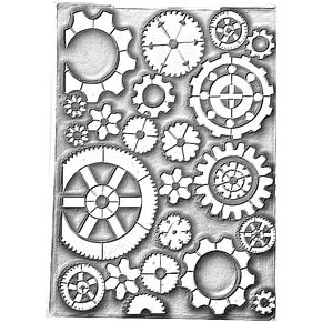 A6 Size Plastic Embossing Folder (4-1/8''x 5-13/16'' | Gear Wheels) Paper Crafts Plastic Textured Impressions for Card Making Scrapbooking