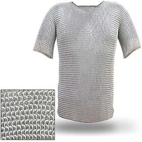 Medieval Warrior Haubergeon Butted Chain Mail Replica Armor Shirt Silver