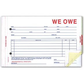 We Owe Form for Car Dealers (3-Part Carbonless) (100 per Pack)