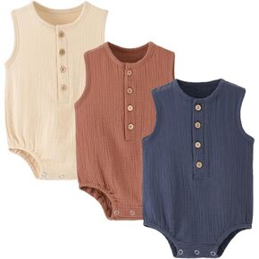 Baby Boy/Girl Romper Sleeveless Cotton Linen Tank Top Bodysuit One Piece Neutral Newborn Baby Summer Clothes
