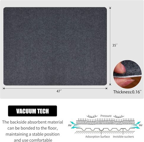 HIWOOD Office Chair Mat for Hardwood, 35 x 47 inches 1/6" Thick Low-Pile Under Desk Mat, Multi-Purpose Hard Floor Mat (Dark Gray) in Saudi Arabia