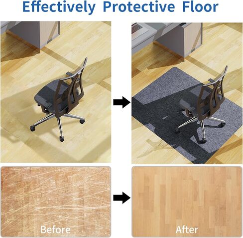 HIWOOD Office Chair Mat for Hardwood, 35 x 47 inches 1/6" Thick Low-Pile Under Desk Mat, Multi-Purpose Hard Floor Mat (Dark Gray) in Saudi Arabia