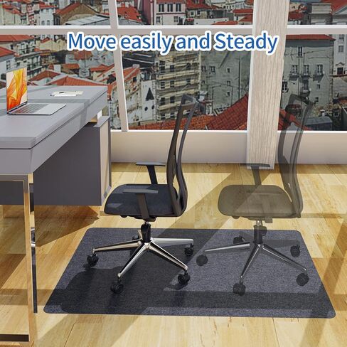 HIWOOD Office Chair Mat for Hardwood, 35 x 47 inches 1/6" Thick Low-Pile Under Desk Mat, Multi-Purpose Hard Floor Mat (Dark Gray) in Saudi Arabia
