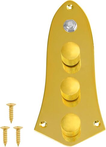 Yootones 3 نطاقات لوحة تحكم محملة بأسلاك مسبقة مع مقابض Preamp أواني متوافقة مع Fender Squier Jazz J Bass (ذهبي) in Saudi Arabia