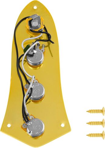 Yootones 3 نطاقات لوحة تحكم محملة بأسلاك مسبقة مع مقابض Preamp أواني متوافقة مع Fender Squier Jazz J Bass (ذهبي) in Saudi Arabia