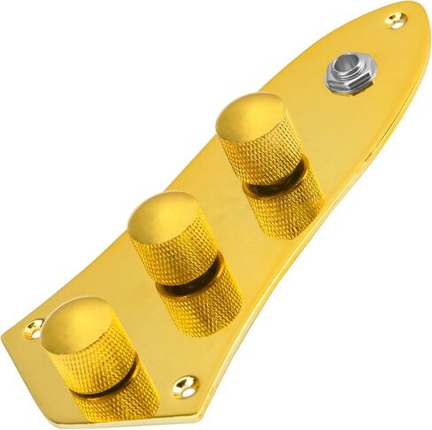 Yootones 3 نطاقات لوحة تحكم محملة بأسلاك مسبقة مع مقابض Preamp أواني متوافقة مع Fender Squier Jazz J Bass (ذهبي) in Saudi Arabia