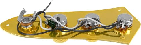 Yootones 3 نطاقات لوحة تحكم محملة بأسلاك مسبقة مع مقابض Preamp أواني متوافقة مع Fender Squier Jazz J Bass (ذهبي) in Saudi Arabia