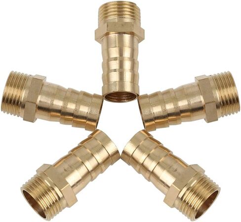 X AUTOHAUX 5pcs 14mm Hose ID x 3/8 Inch NPT Male Car Water Fuel Pipe Brass Hose Tail Barb Fitting Connector in Saudi Arabia