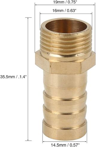 X AUTOHAUX 5pcs 14mm Hose ID x 3/8 Inch NPT Male Car Water Fuel Pipe Brass Hose Tail Barb Fitting Connector in Saudi Arabia