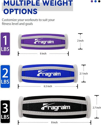 Fragraim Hand Weights Set, Soft Hand Weights of 2 (1lb or 2lbs or 3lbs Each) - Comfortable & Secure Walking Hand Weights for Women/Men with Straps - Walking Running Cardio Workout Physical Therapy in Kuwait