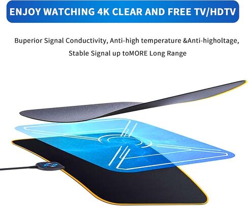 DAANT TV Antenna Indoor Long Range 600 Miles, Supports 4K 1080p Smart TV Outdoor 360° Signal Reception with Signal Booster -10ft Coax HDTV Cable in Kuwait