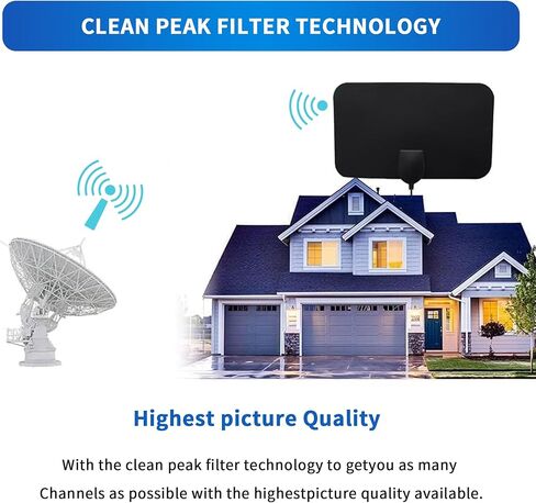 DAANT TV Antenna Indoor Long Range 600 Miles, Supports 4K 1080p Smart TV Outdoor 360° Signal Reception with Signal Booster -10ft Coax HDTV Cable in Kuwait