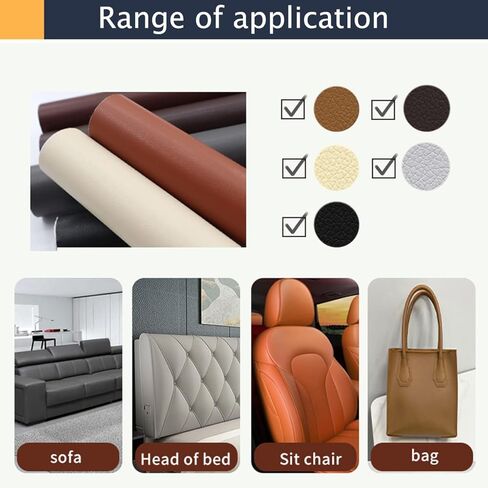 LEKEONE Large Leather Repair Patch, 17X60 inch PU Leather Repair Tape Self,Repair Patch Self Adhesive Waterproof for Couches, Furniture, Kitchen Cabinets, Car Seats (17 * 60 inch, Light Brown) in Saudi Arabia