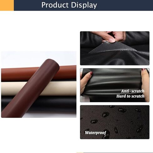 LEKEONE Large Leather Repair Patch, 17X60 inch PU Leather Repair Tape Self,Repair Patch Self Adhesive Waterproof for Couches, Furniture, Kitchen Cabinets, Car Seats (17 * 60 inch, Light Brown) in Saudi Arabia